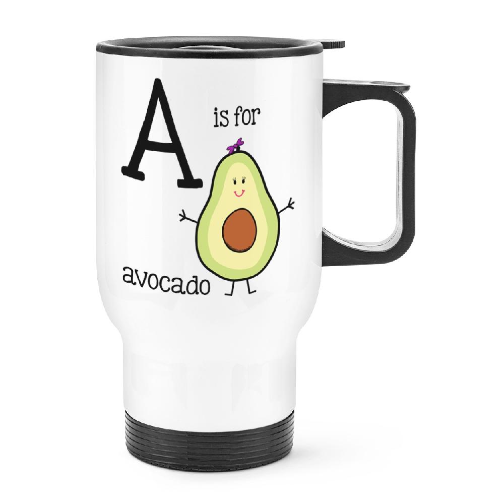 gift base Letter A Is For Avocado Travel Mug Cup With Handle