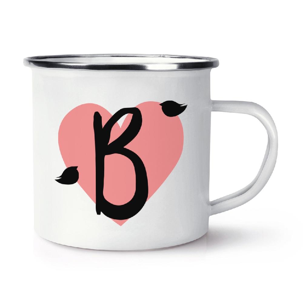 gift base Letter B Heart Alphabet Retro Enamel Mug Cup