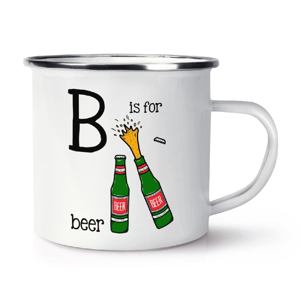 gift base Letter B Is For Beer Retro Enamel Mug Cup