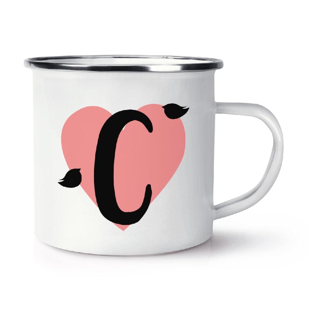 gift base Letter C Heart Alphabet Retro Enamel Mug Cup