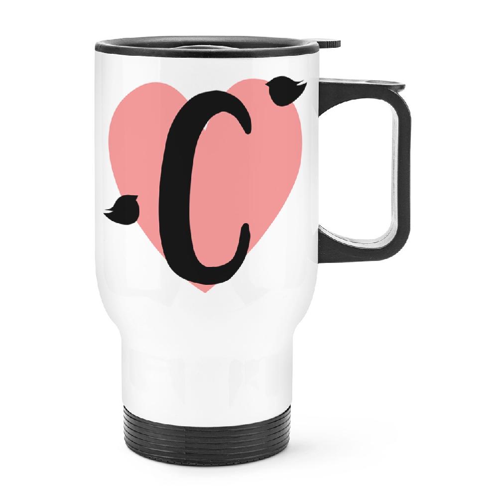 gift base Letter C Heart Alphabet Travel Mug Cup With Handle