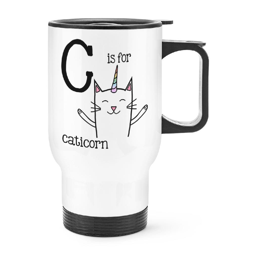 gift base Letter C Is For Caticorn Travel Mug Cup With Handle