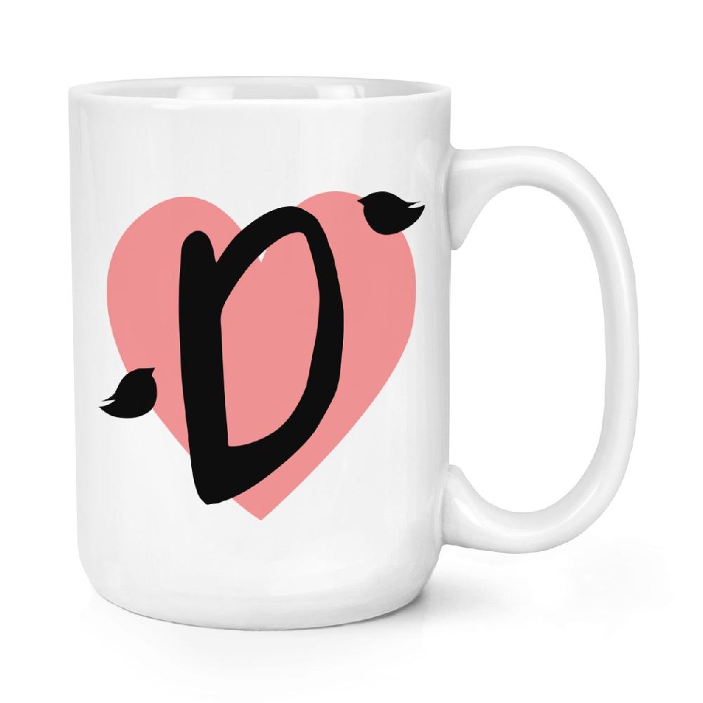 gift base Letter D Heart Alphabet 15oz Large Mug Cup