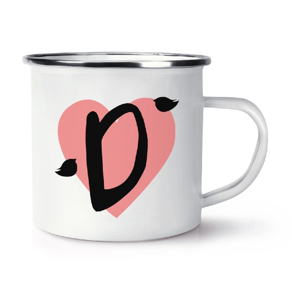 gift base Letter D Heart Alphabet Retro Enamel Mug Cup