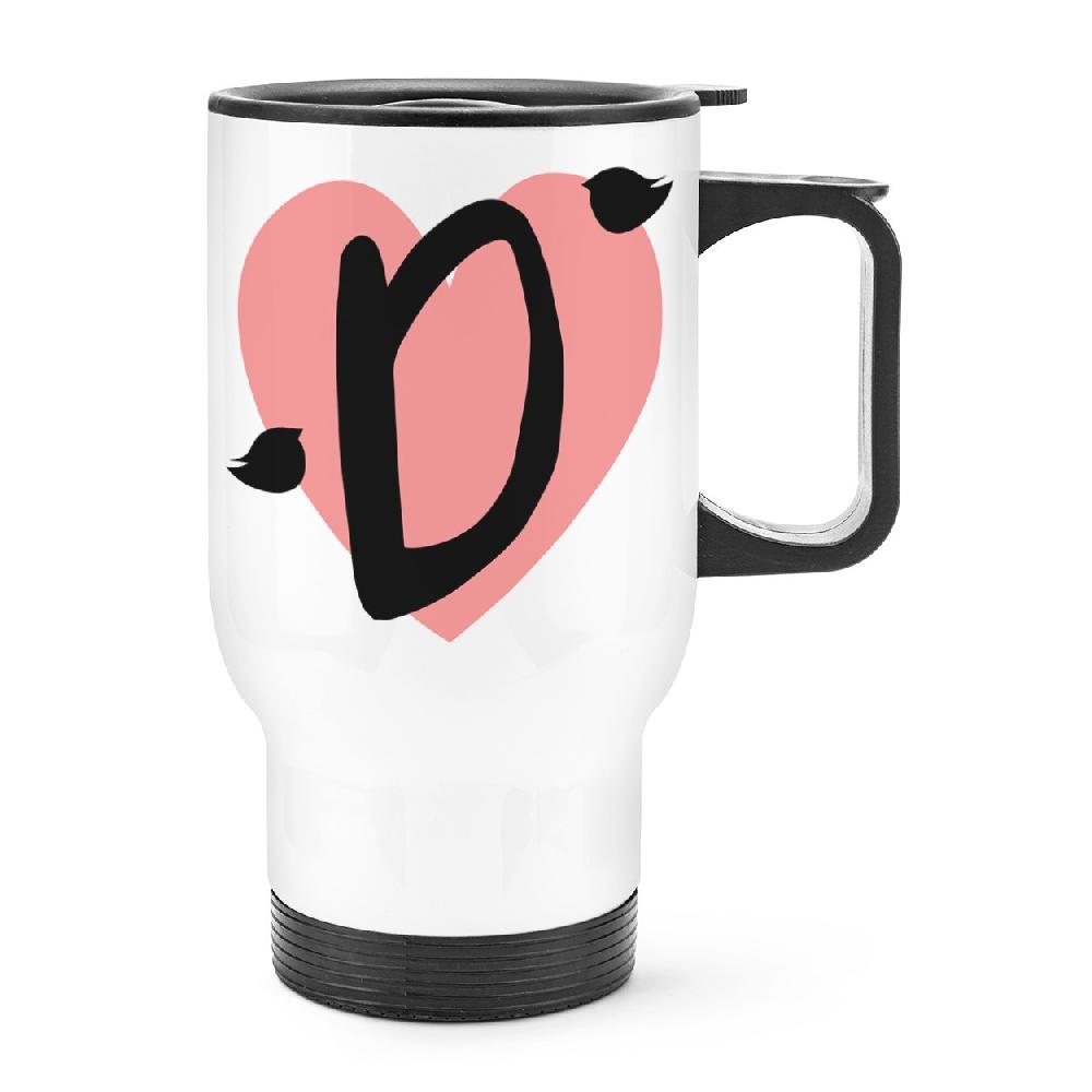 gift base Letter D Heart Alphabet Travel Mug Cup With Handle