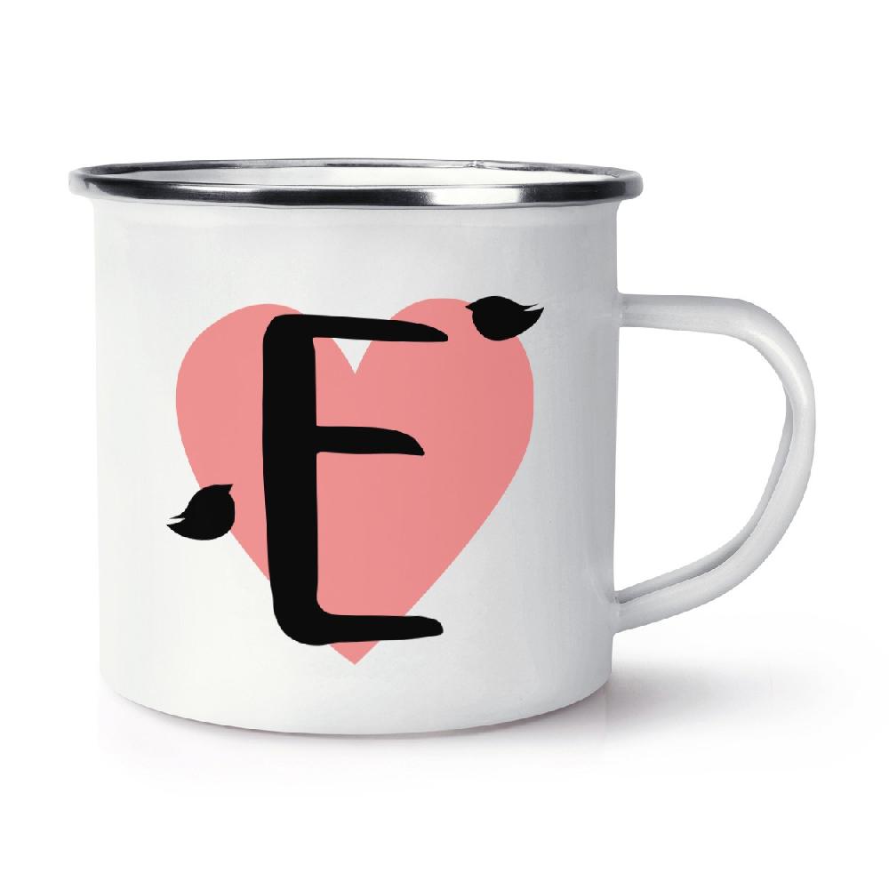 gift base Letter E Heart Alphabet Retro Enamel Mug Cup