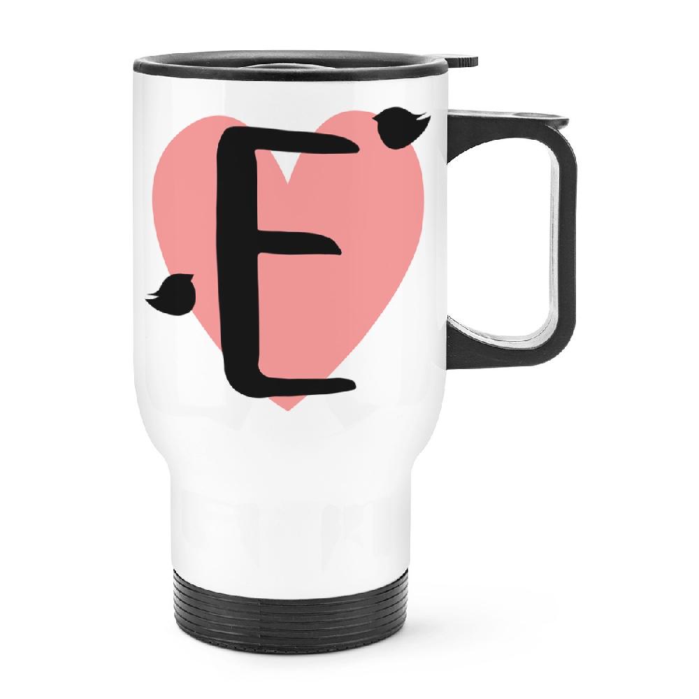gift base Letter E Heart Alphabet Travel Mug Cup With Handle