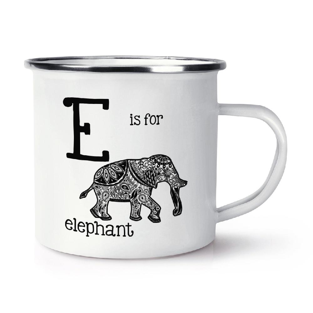 gift base Letter E Is for Elephant Retro Enamel Mug Cup
