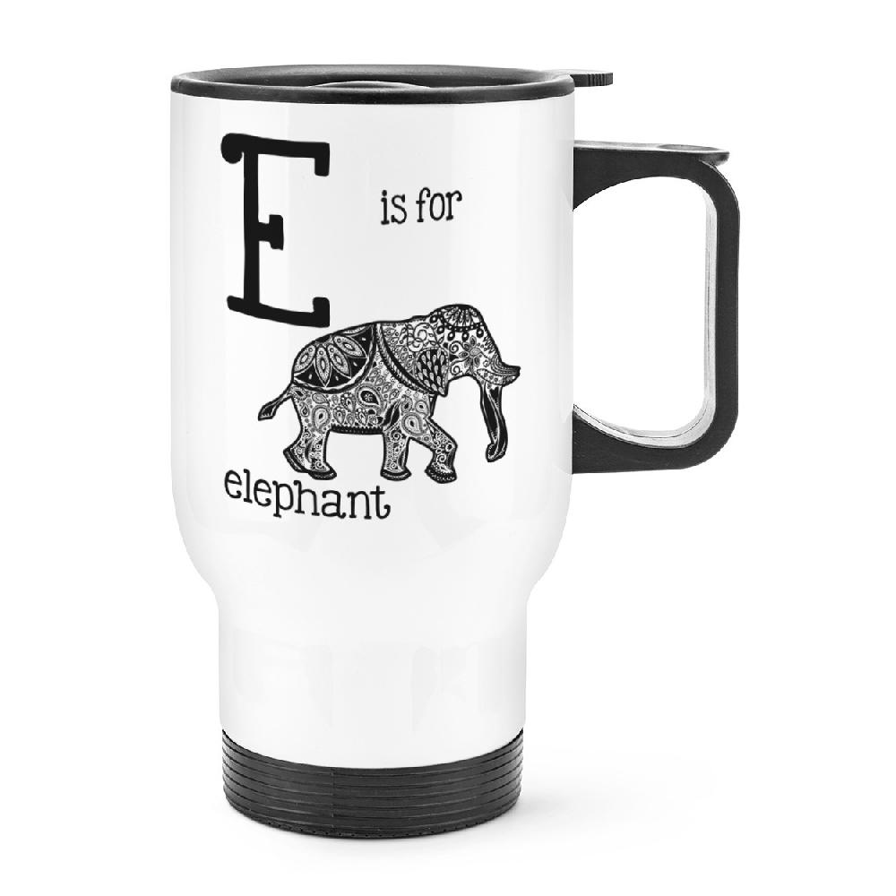 gift base Letter E Is for Elephant Travel Mug Cup With Handle