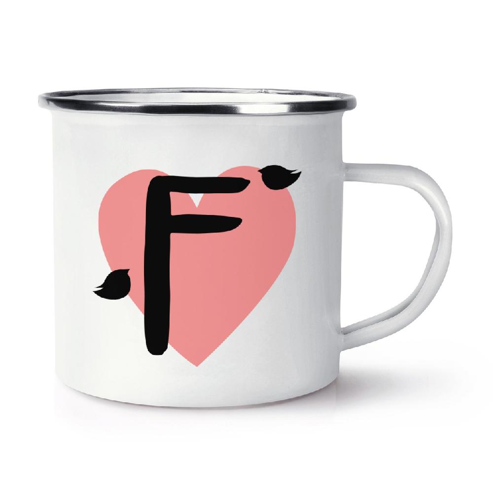 gift base Letter F Heart Alphabet Retro Enamel Mug Cup