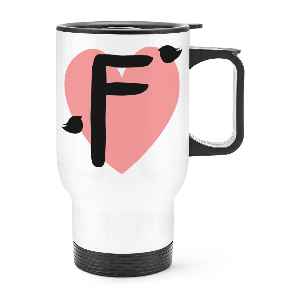 gift base Letter F Heart Alphabet Travel Mug Cup With Handle