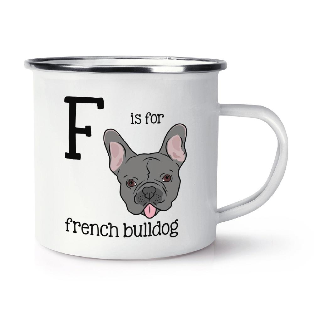 gift base Letter F Is For French Bulldog Retro Enamel Mug Cup