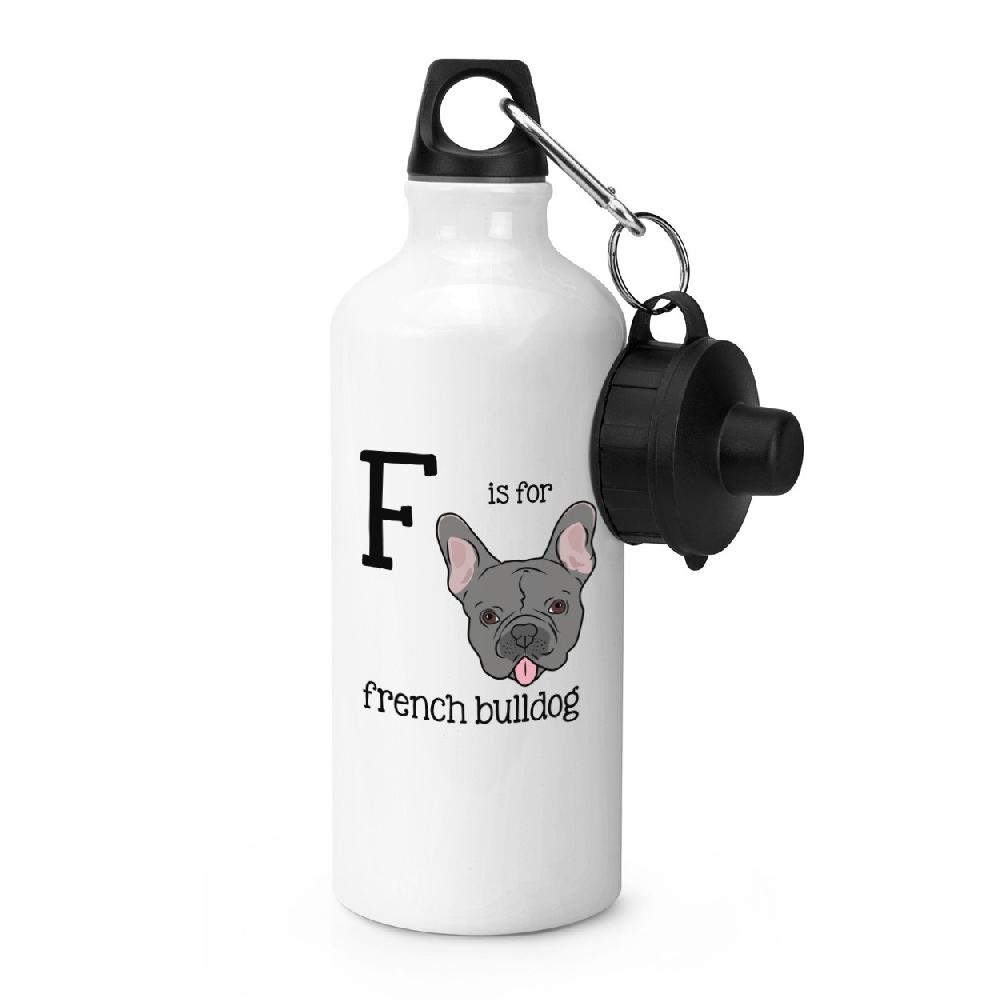 gift base Letter F Is For French Bulldog Sports Bottle