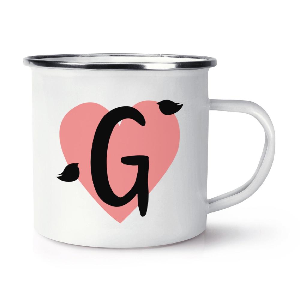 gift base Letter G Heart Alphabet Retro Enamel Mug Cup