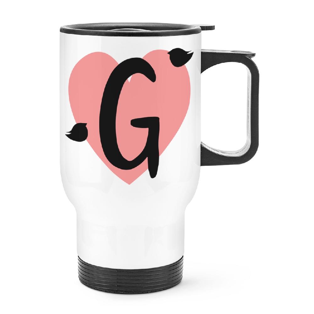 gift base Letter G Heart Alphabet Travel Mug Cup With Handle
