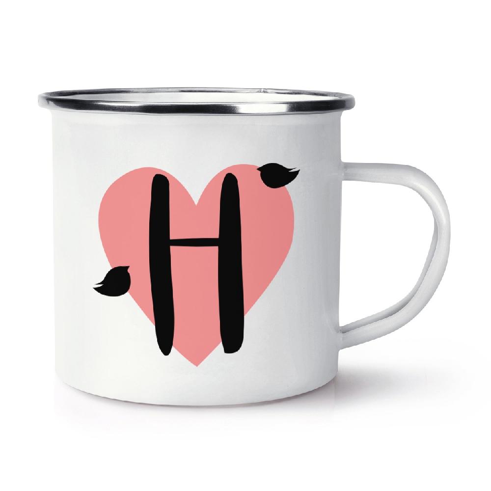 gift base Letter H Heart Alphabet Retro Enamel Mug Cup