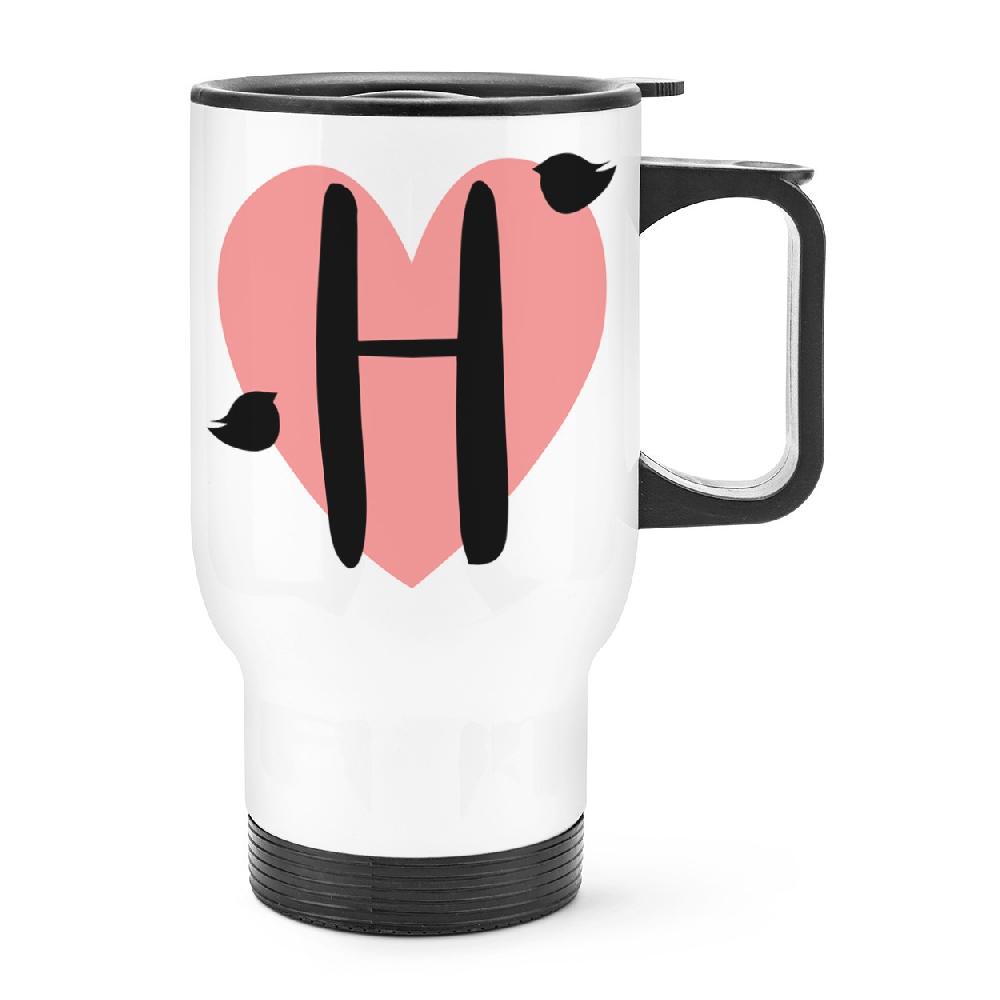gift base Letter H Heart Alphabet Travel Mug Cup With Handle
