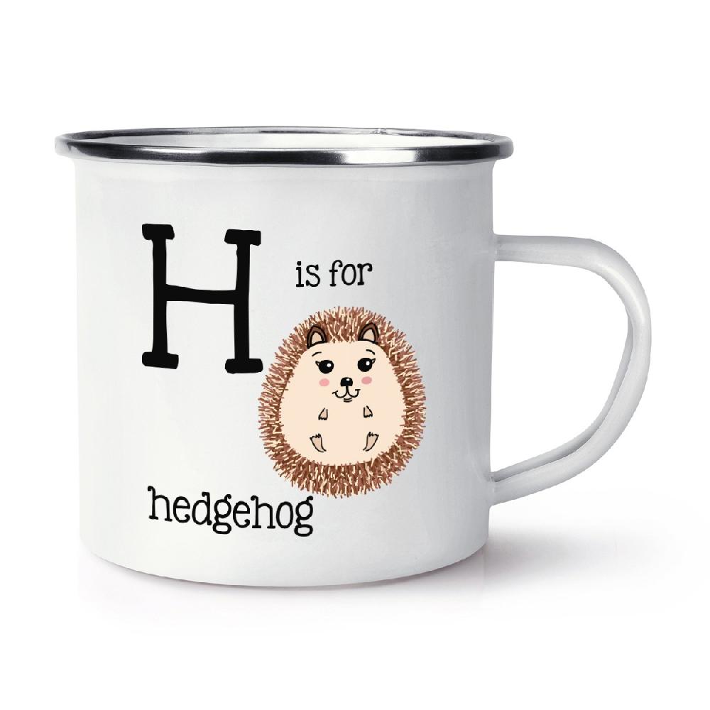 gift base Letter H Is For Hedgehog Retro Enamel Mug Cup