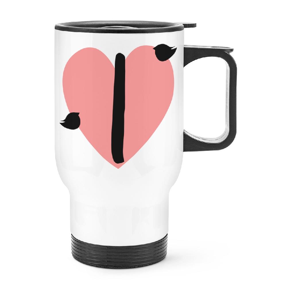gift base Letter I Heart Alphabet Travel Mug Cup With Handle