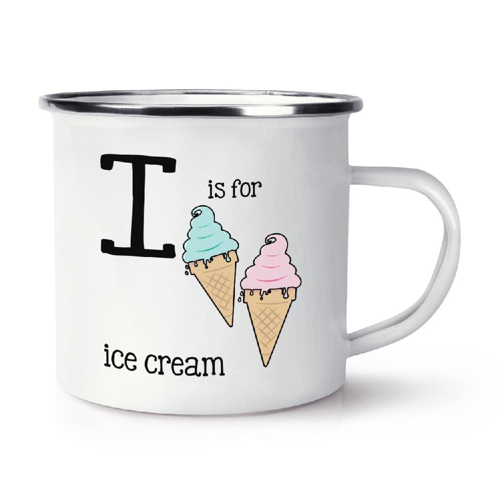 gift base Letter I Is For Ice Cream Retro Enamel Mug Cup