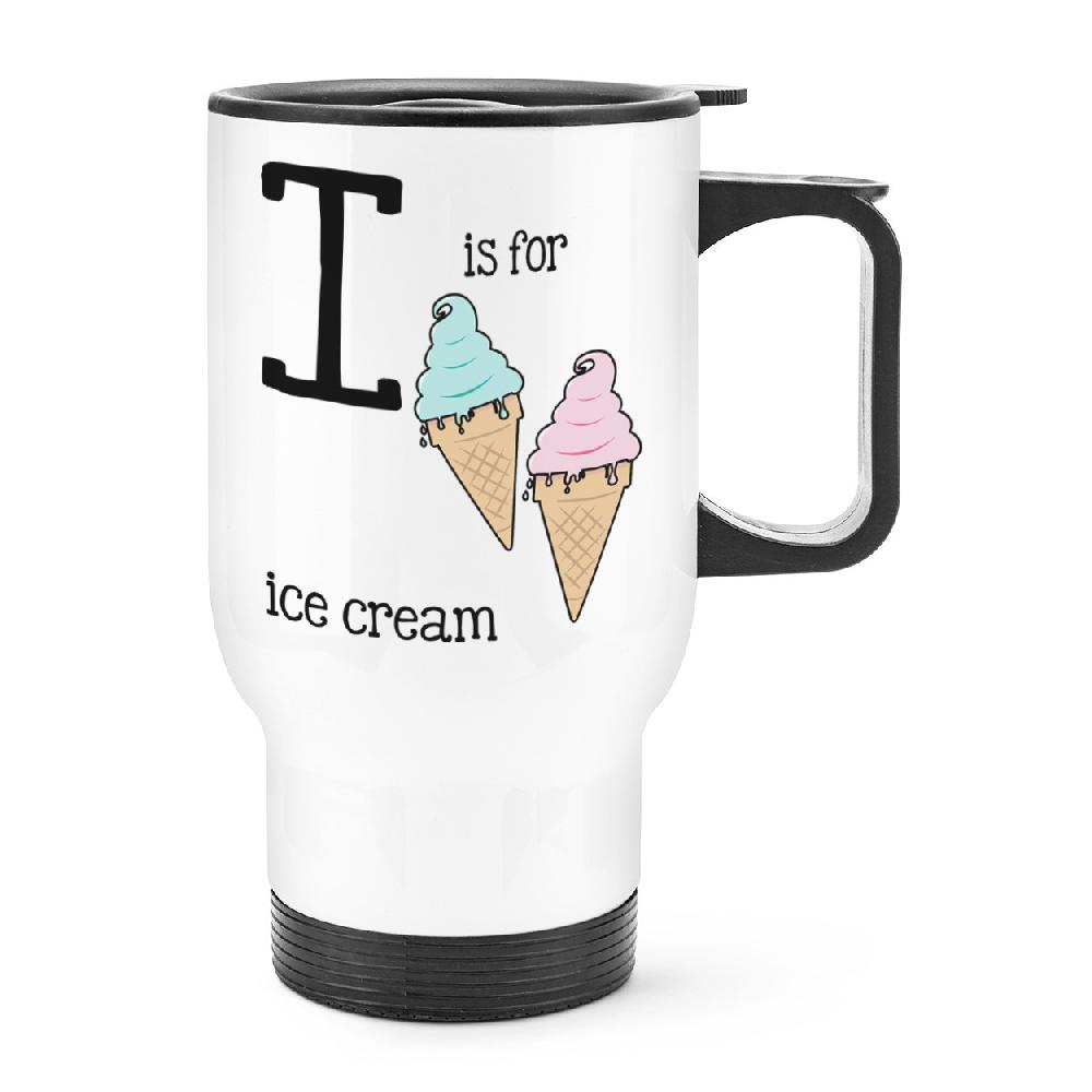 gift base Letter I Is For Ice Cream Travel Mug Cup With Handle