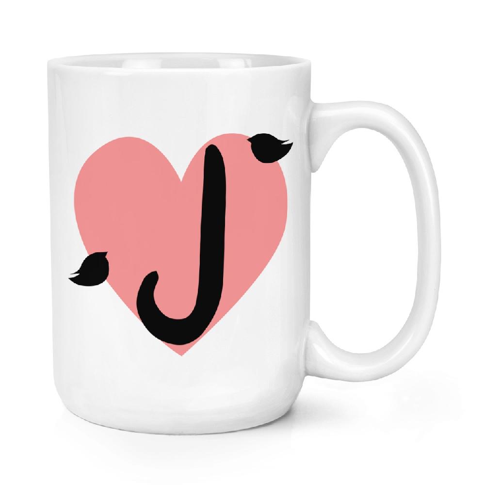 gift base Letter J Heart Alphabet 15oz Large Mug Cup
