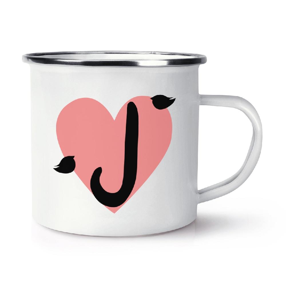 gift base Letter J Heart Alphabet Retro Enamel Mug Cup