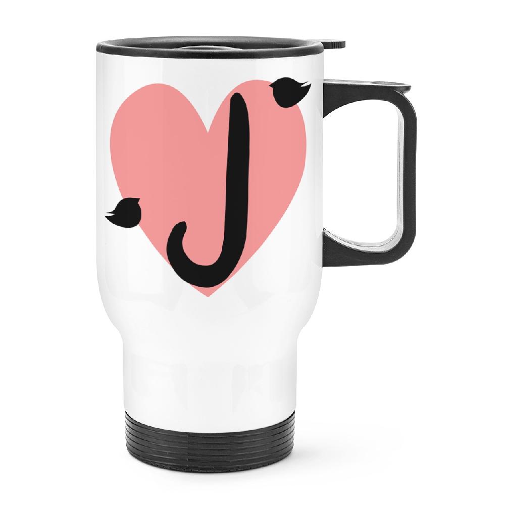 gift base Letter J Heart Alphabet Travel Mug Cup With Handle