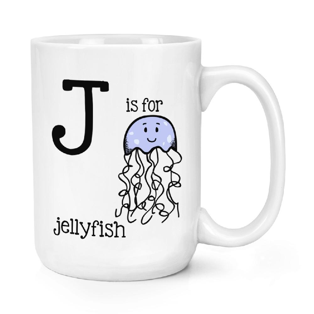 gift base Letter J Is For Jellyfish 15oz Large Mug Cup