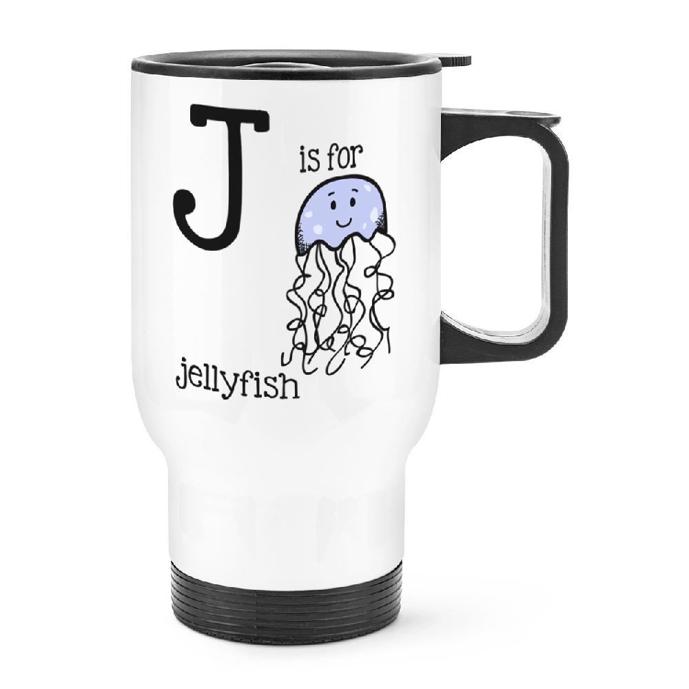 gift base Letter J Is For Jellyfish Travel Mug Cup With Handle