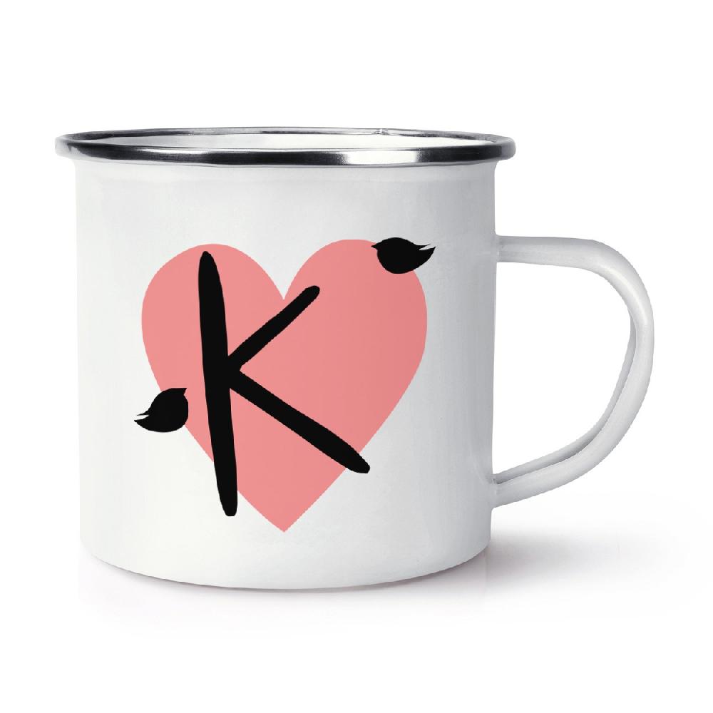 gift base Letter K Heart Alphabet Retro Enamel Mug Cup