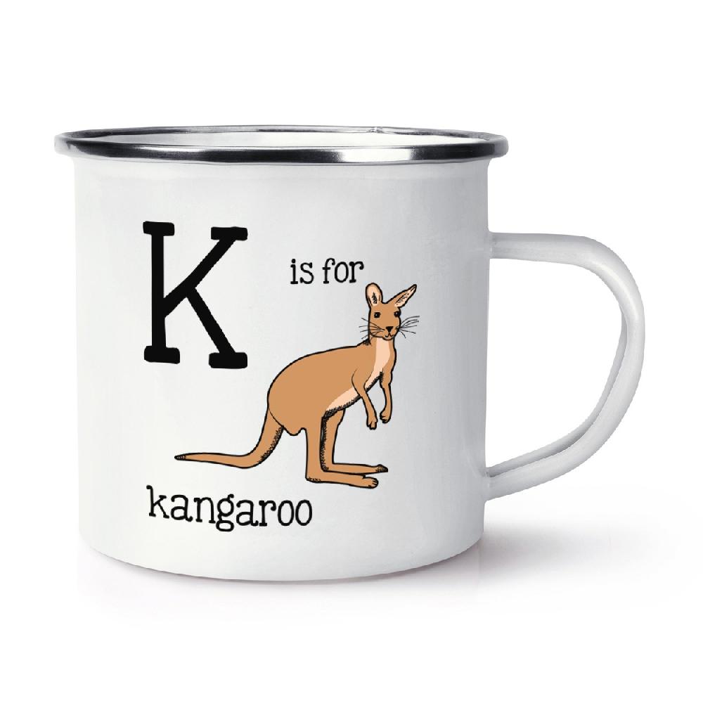 gift base Letter K Is For Kangaroo Retro Enamel Mug Cup