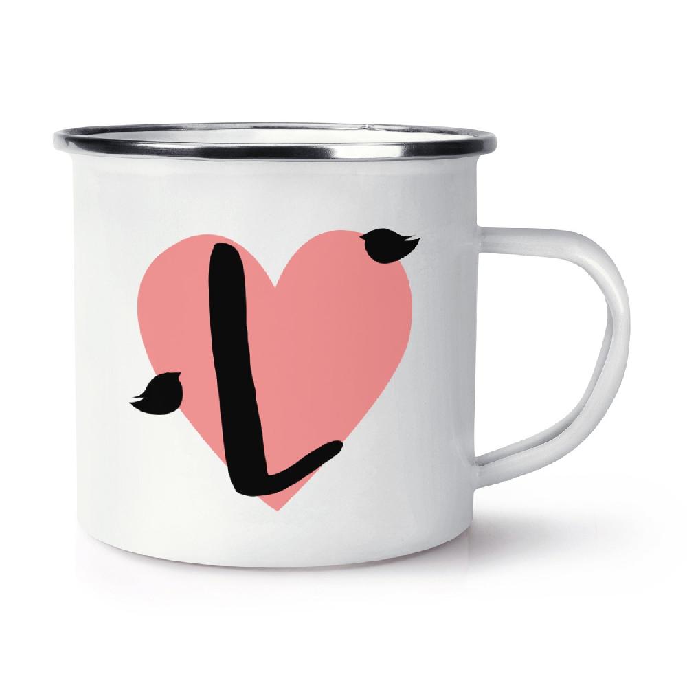 gift base Letter L Heart Alphabet Retro Enamel Mug Cup