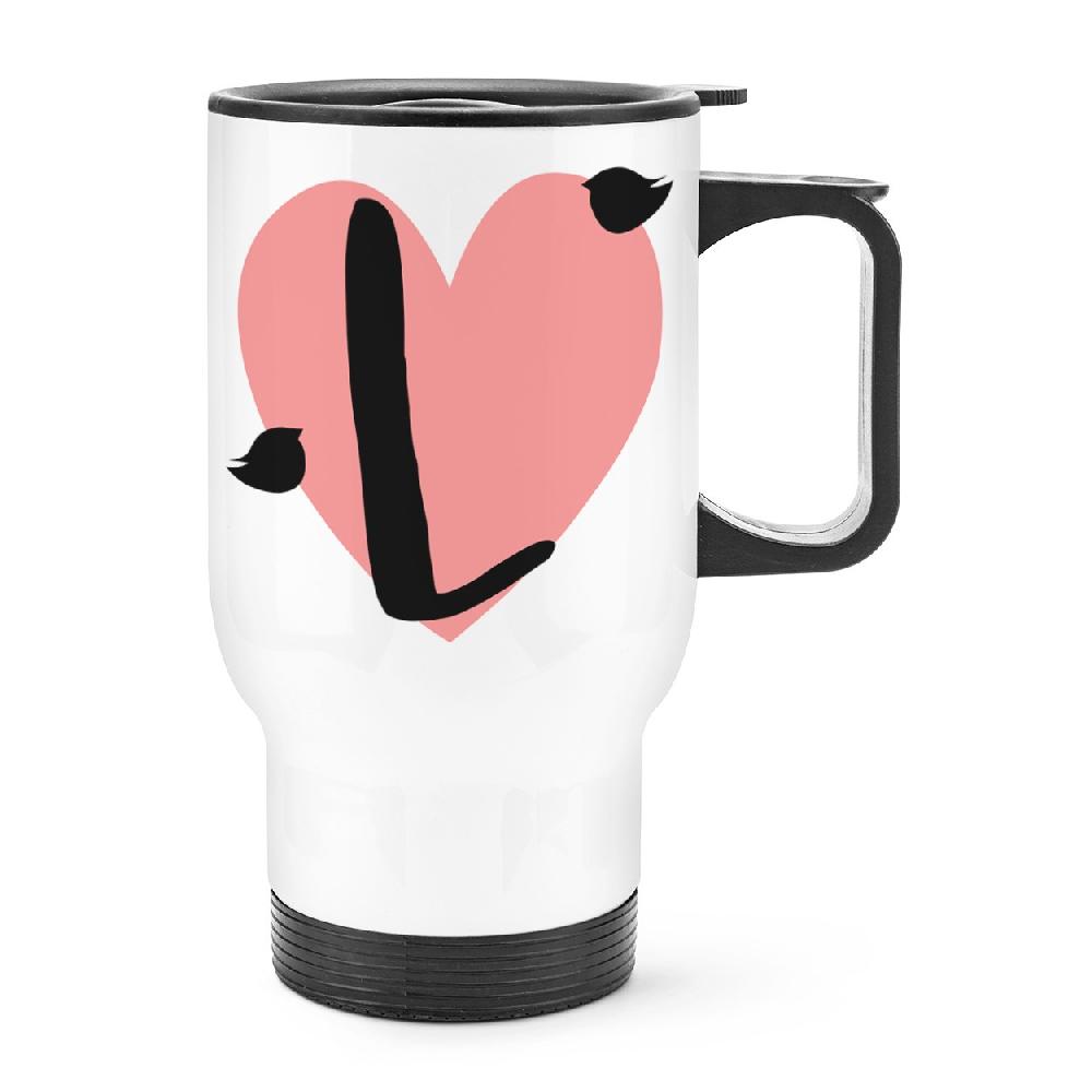 gift base Letter L Heart Alphabet Travel Mug Cup With Handle