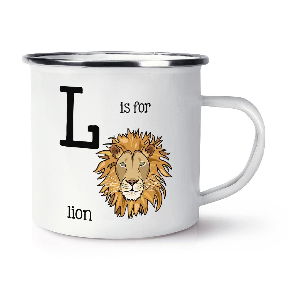 gift base Letter L Is For Lion Retro Enamel Mug Cup