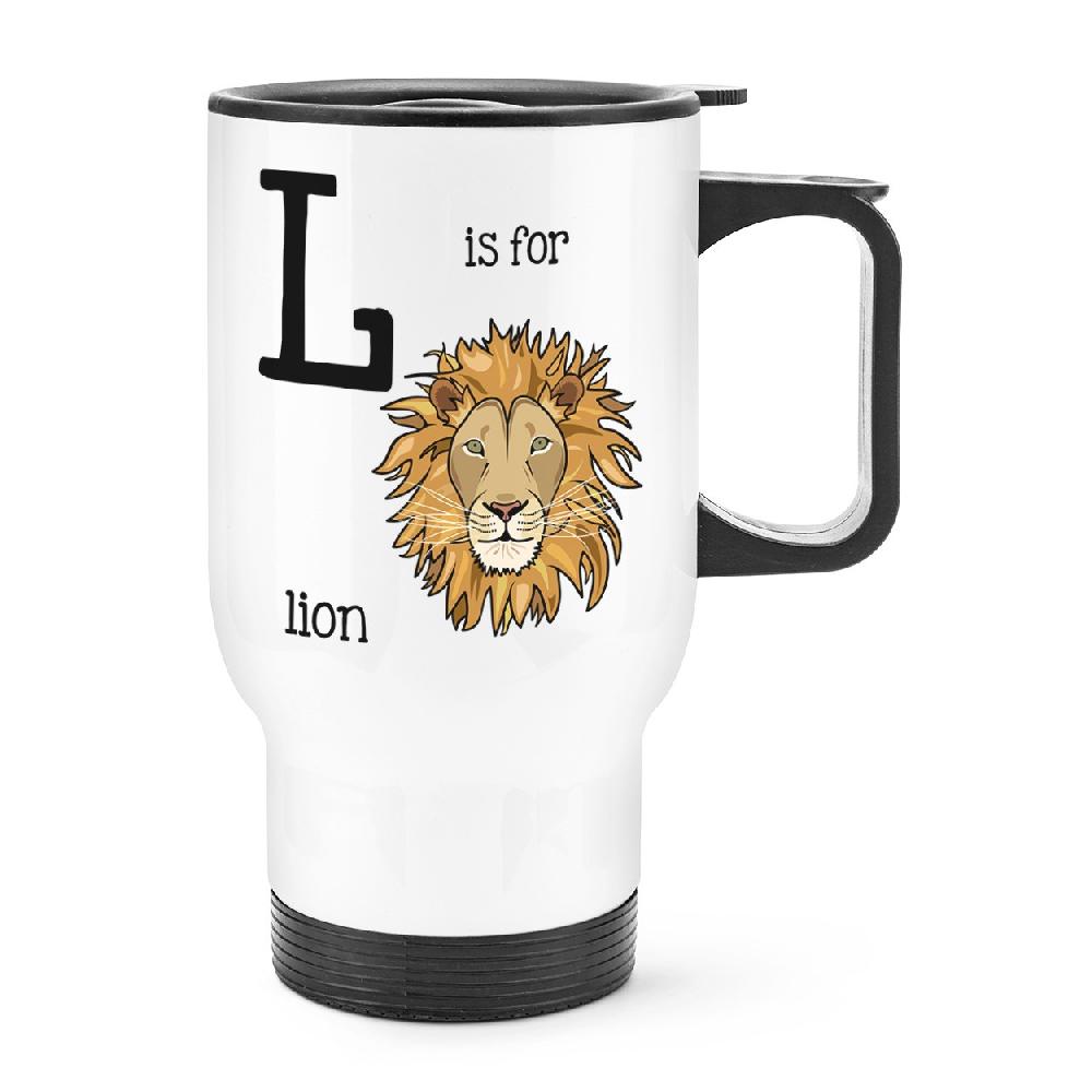 gift base Letter L Is For Lion Travel Mug Cup With Handle