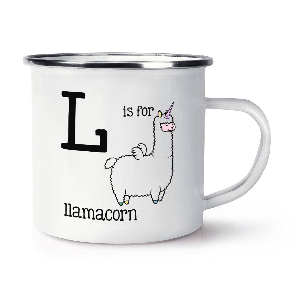 gift base Letter L Is For Llamacorn Retro Enamel Mug Cup