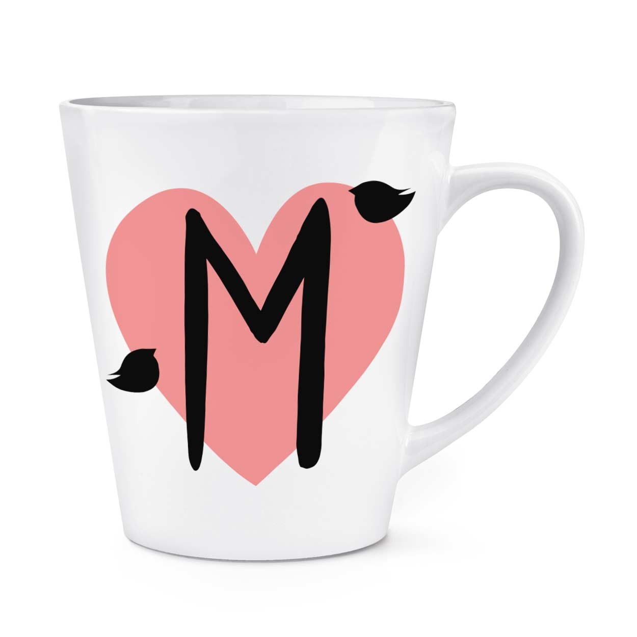 gift base Letter M Heart Alphabet 12oz Latte Mug Cup