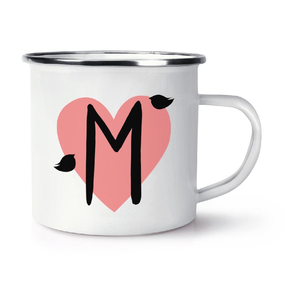 gift base Letter M Heart Alphabet Retro Enamel Mug Cup