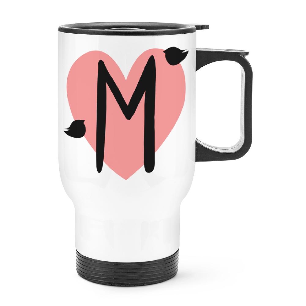 gift base Letter M Heart Alphabet Travel Mug Cup With Handle