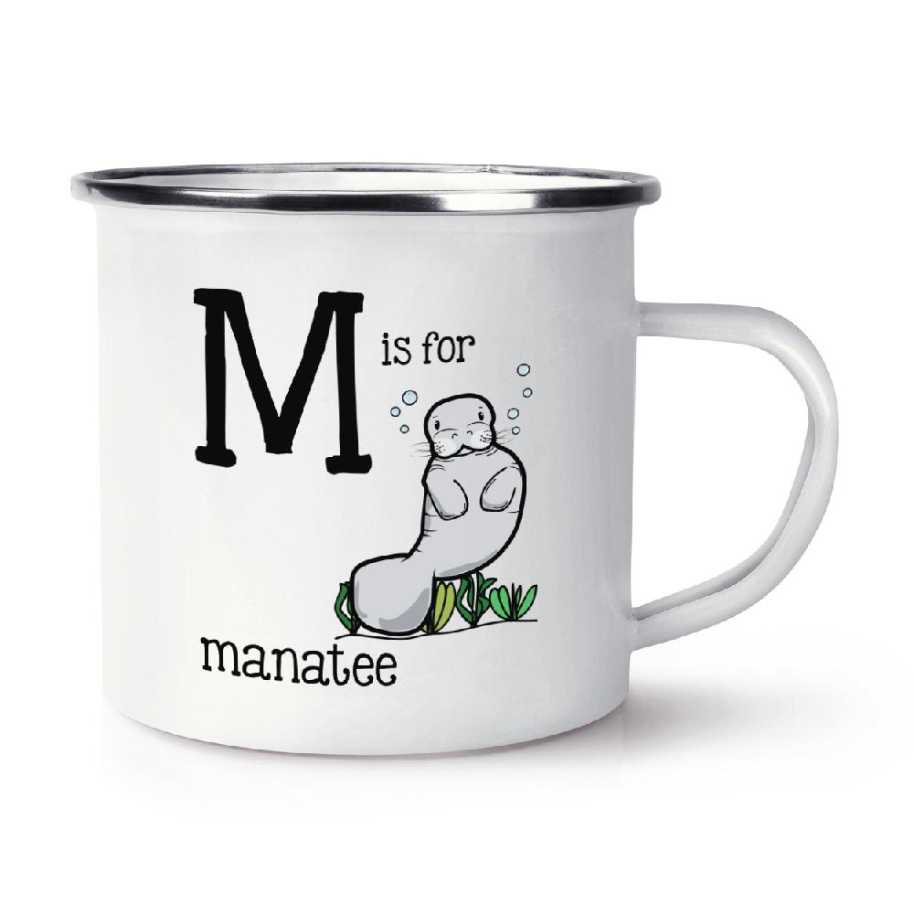 gift base Letter M Is For Manatee Retro Enamel Mug Cup