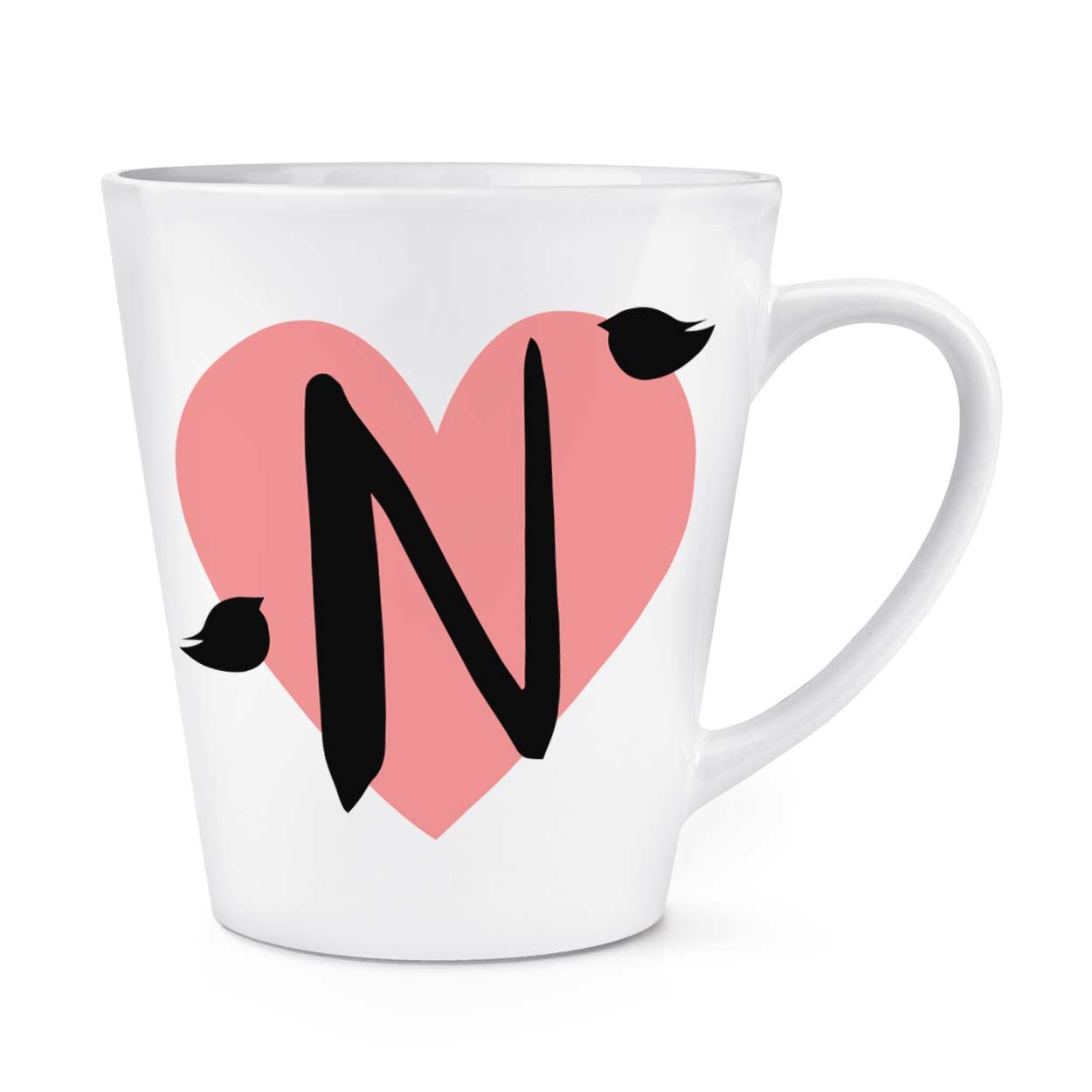 gift base Letter N Heart Alphabet 12oz Latte Mug Cup
