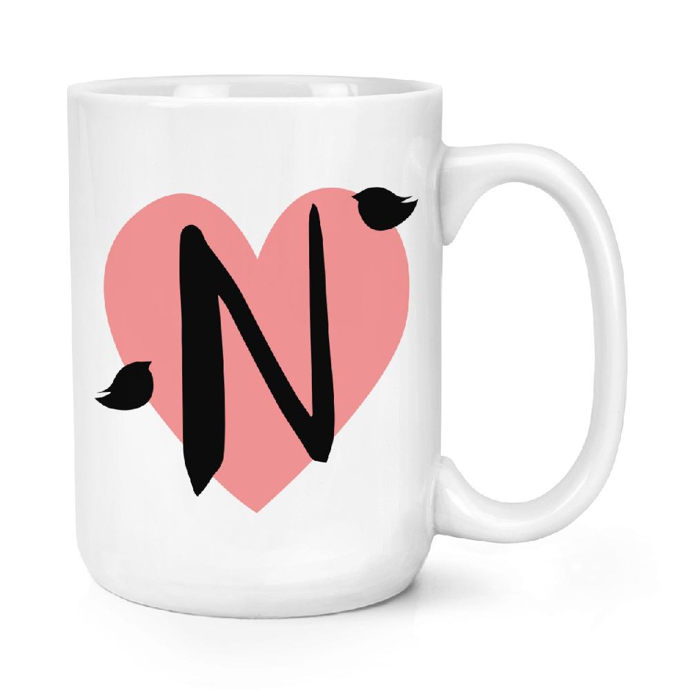 gift base Letter N Heart Alphabet 15oz Large Mug Cup