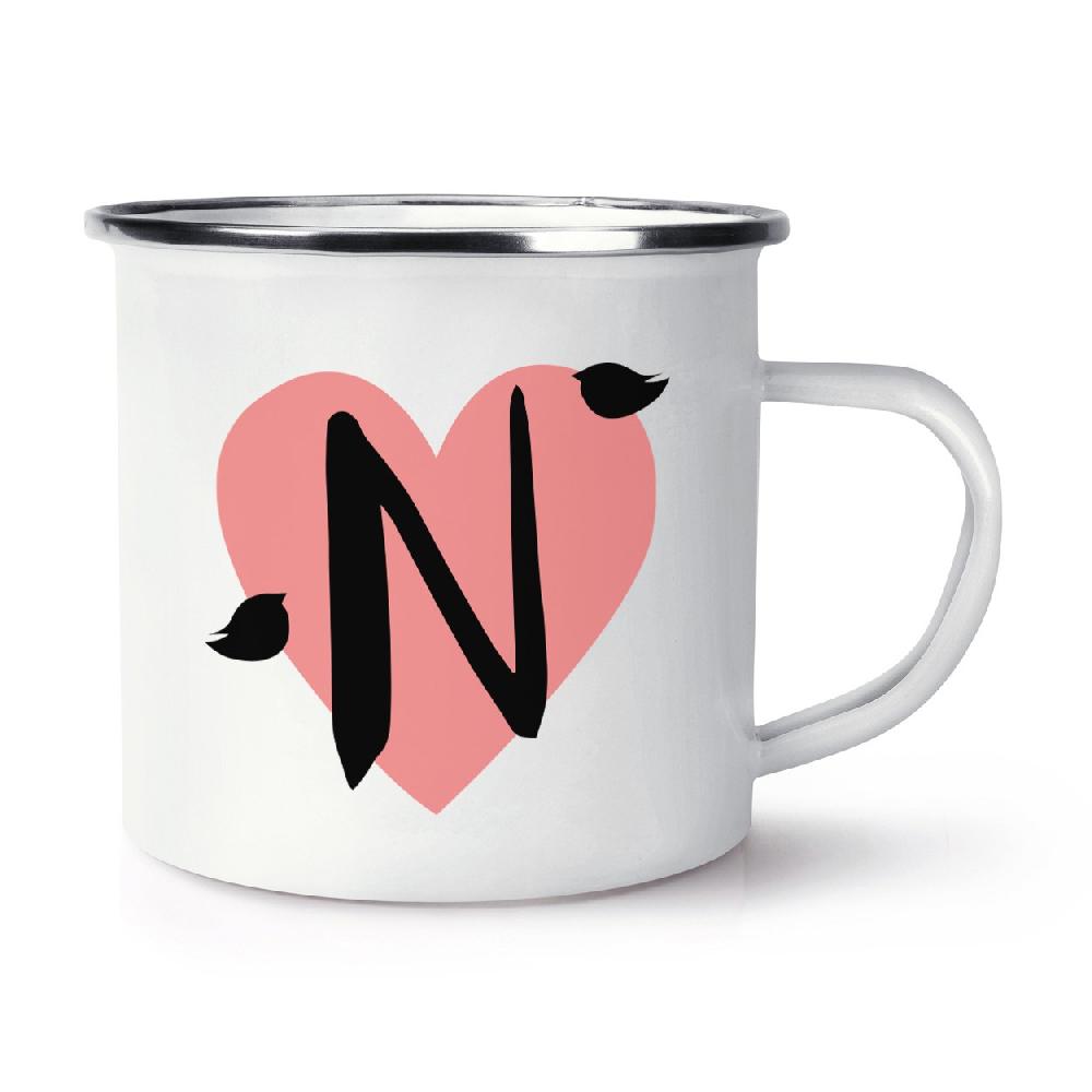 gift base Letter N Heart Alphabet Retro Enamel Mug Cup
