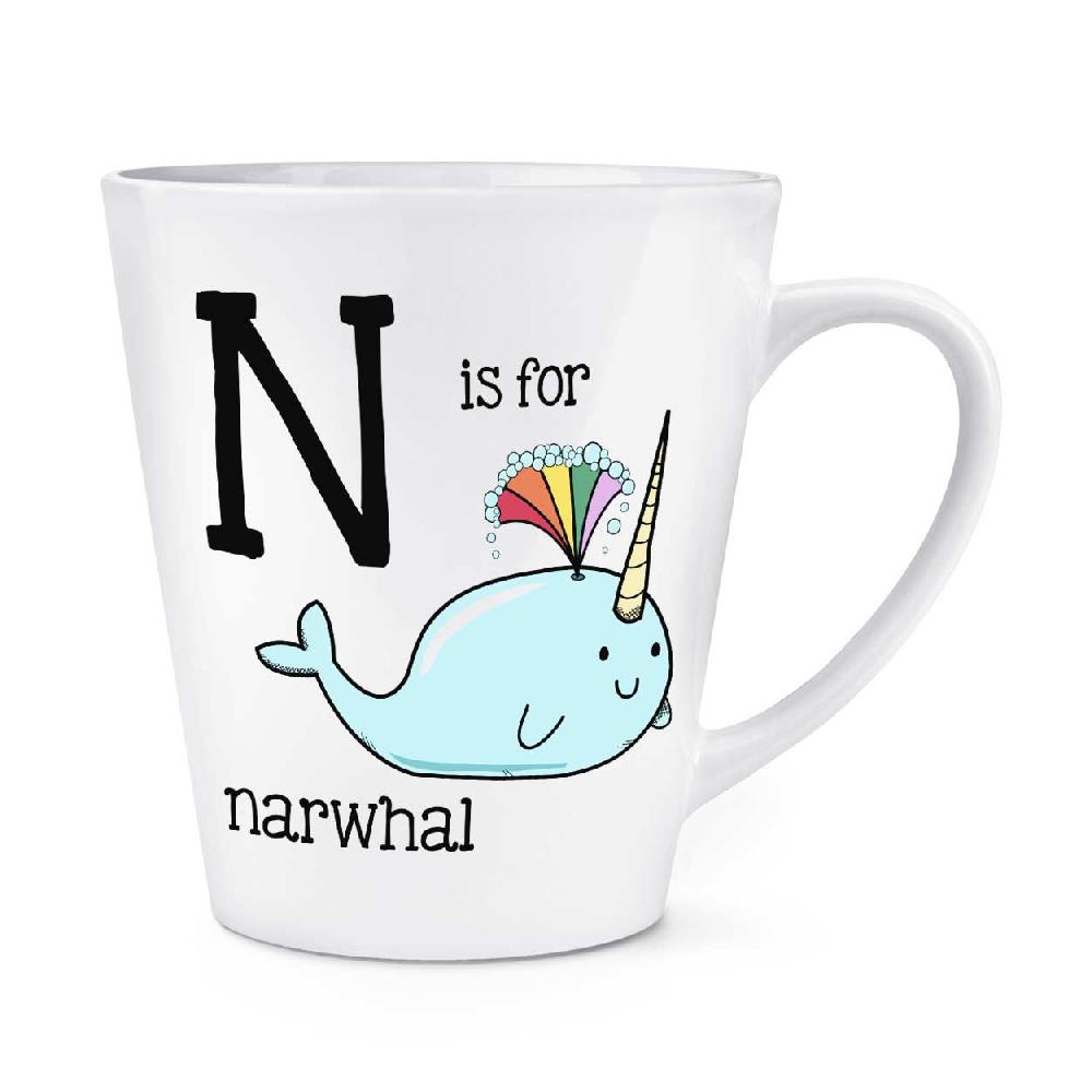gift base Letter N Is For Narwhal 12oz Latte Mug Cup