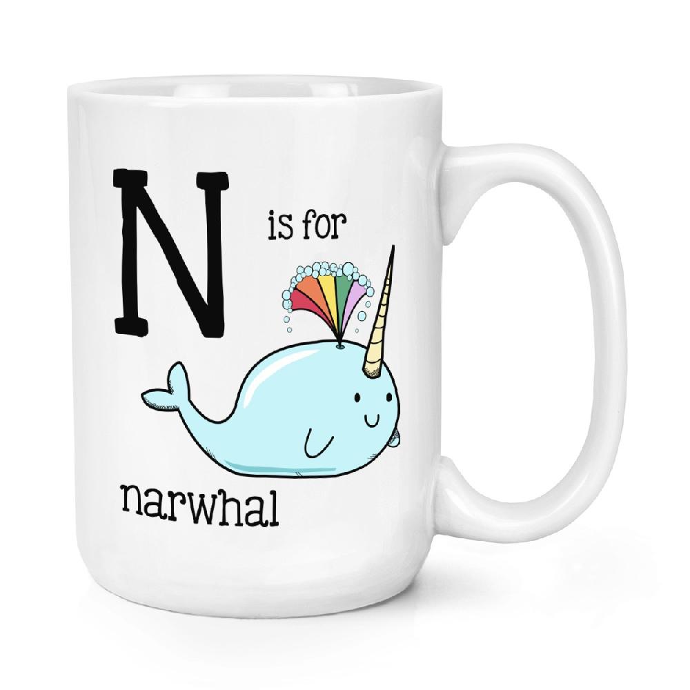 gift base Letter N Is For Narwhal 15oz Large Mug Cup