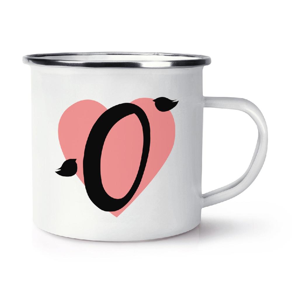 gift base Letter O Heart Alphabet Retro Enamel Mug Cup