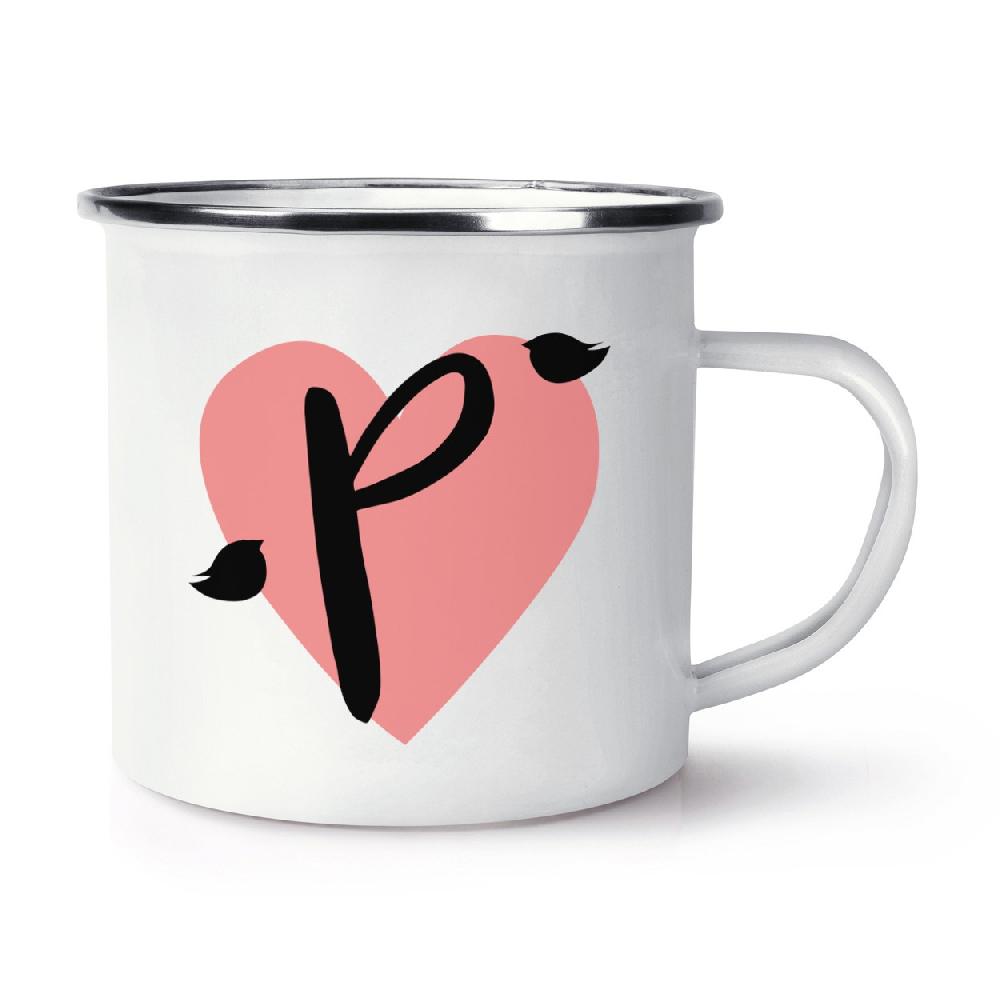 gift base Letter P Heart Alphabet Retro Enamel Mug Cup