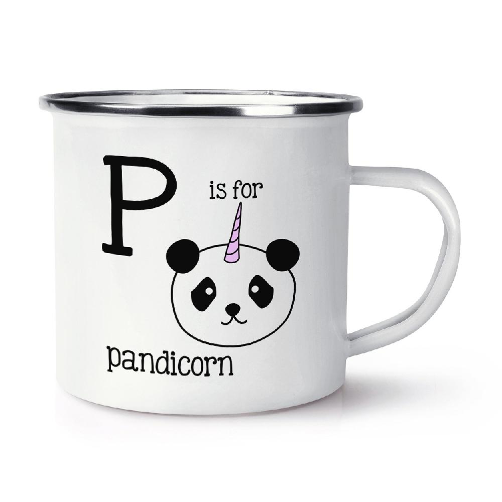 gift base Letter P Is For Pandicorn Retro Enamel Mug Cup
