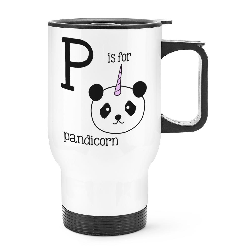 gift base Letter P Is For Pandicorn Travel Mug Cup With Handle
